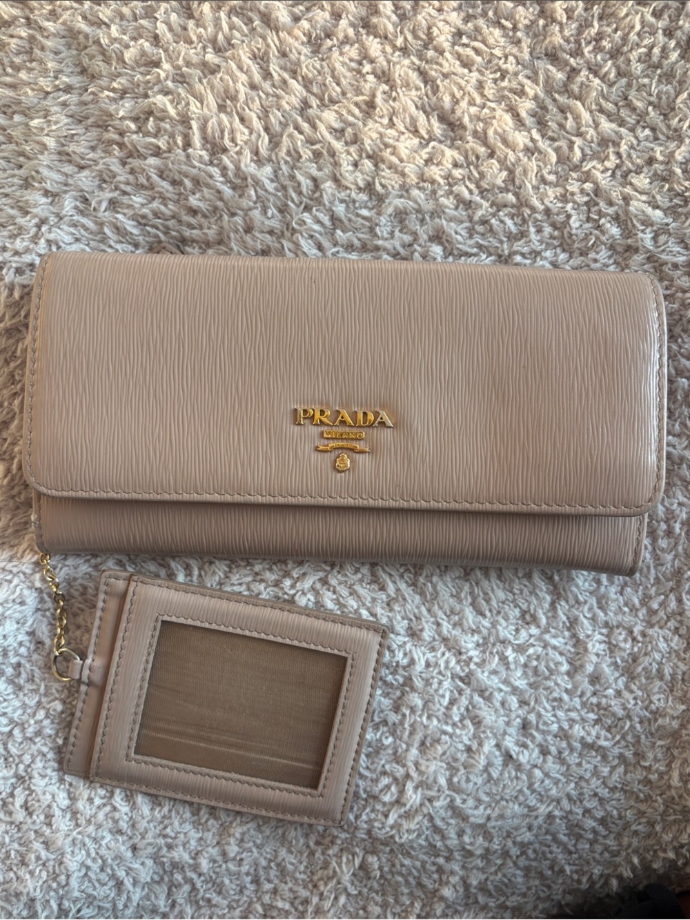 Prada Powder Pink Continental Leather Wallet